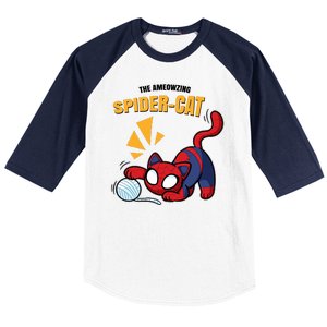 Spider Funny Amazing Spider Cat Meme Baseball Sleeve Shirt