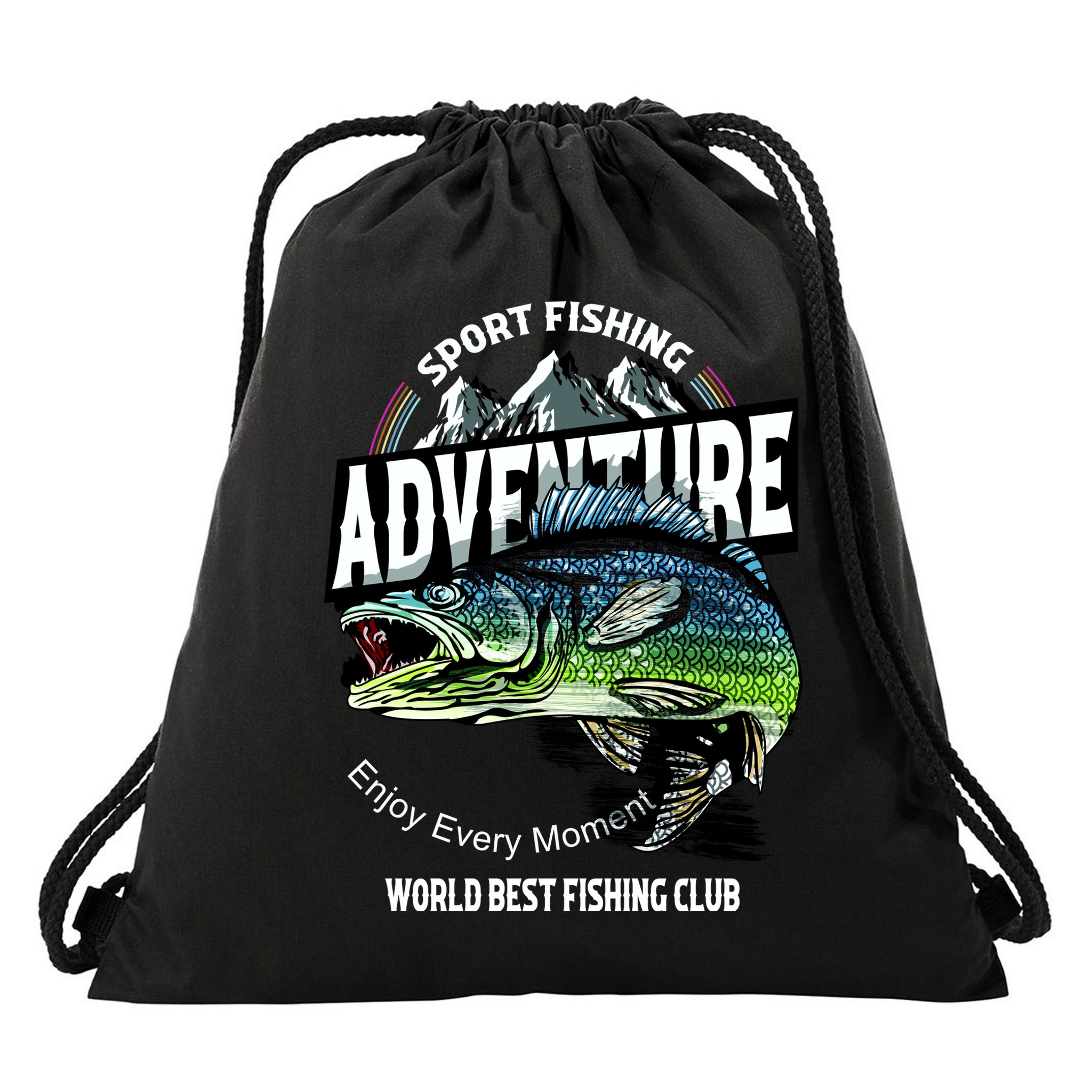 Sport Fishing Adventure Drawstring Bag