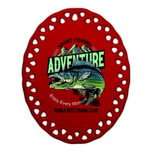 Sport Fishing Adventure Ceramic Oval Ornament