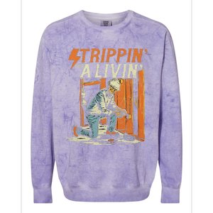 Stripping For A Living Electrical Electrician Colorblast Crewneck Sweatshirt