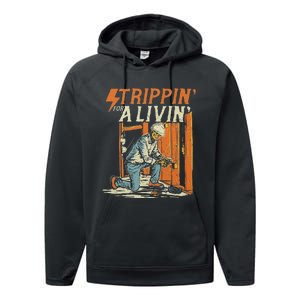 Stripping For A Living Electrical Electrician Performance Fleece Hoodie