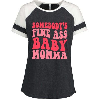 Somebodys Fine As Momma Funny Mom Mama Saying Retro Cute Gift Enza Ladies Jersey Colorblock Tee