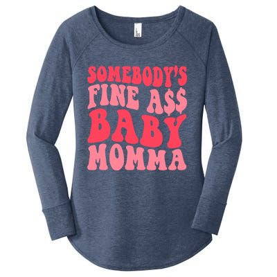 Somebodys Fine As Momma Funny Mom Mama Saying Retro Cute Gift Women's Perfect Tri Tunic Long Sleeve Shirt