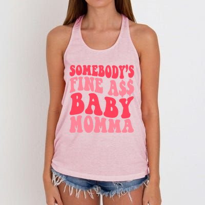 Somebodys Fine As Momma Funny Mom Mama Saying Retro Cute Gift Women's Knotted Racerback Tank