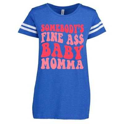 Somebodys Fine As Momma Funny Mom Mama Saying Retro Cute Gift Enza Ladies Jersey Football T-Shirt