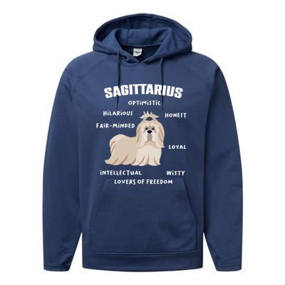 Sagittarius Facts Animal Shih Tzu Horoscope Zodiac Sign Gift Performance Fleece Hoodie