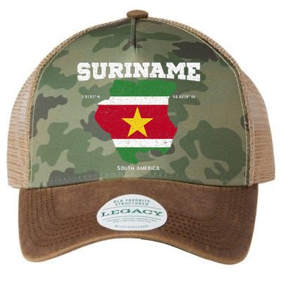 Suriname Flag And Map Suriname Coordinates Legacy Tie Dye Trucker Hat