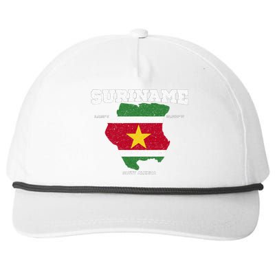 Suriname Flag And Map Suriname Coordinates Snapback Five-Panel Rope Hat