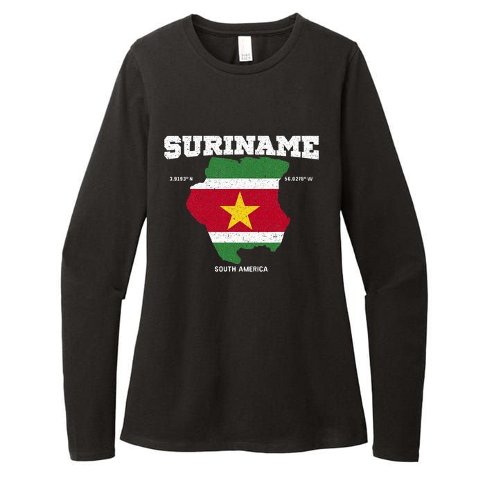 Suriname Flag And Map Suriname Coordinates Womens CVC Long Sleeve Shirt