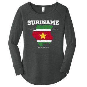 Suriname Flag And Map Suriname Coordinates Women's Perfect Tri Tunic Long Sleeve Shirt