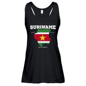 Suriname Flag And Map Suriname Coordinates Ladies Essential Flowy Tank