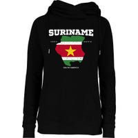 Suriname Flag And Map Suriname Coordinates Womens Funnel Neck Pullover Hood