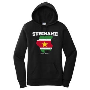 Suriname Flag And Map Suriname Coordinates Women's Pullover Hoodie