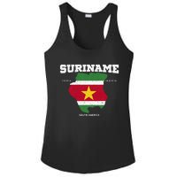 Suriname Flag And Map Suriname Coordinates Ladies PosiCharge Competitor Racerback Tank