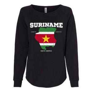 Suriname Flag And Map Suriname Coordinates Womens California Wash Sweatshirt