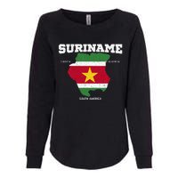 Suriname Flag And Map Suriname Coordinates Womens California Wash Sweatshirt