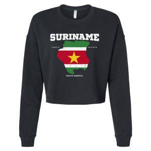 Suriname Flag And Map Suriname Coordinates Cropped Pullover Crew