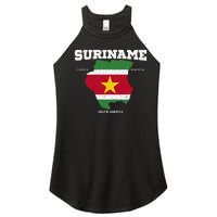 Suriname Flag And Map Suriname Coordinates Women's Perfect Tri Rocker Tank