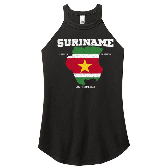 Suriname Flag And Map Suriname Coordinates Women's Perfect Tri Rocker Tank