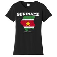 Suriname Flag And Map Suriname Coordinates Women's T-Shirt