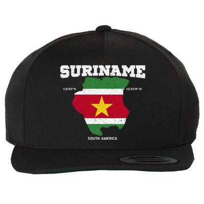 Suriname Flag And Map Suriname Coordinates Wool Snapback Cap