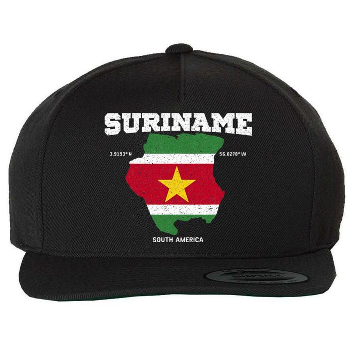 Suriname Flag And Map Suriname Coordinates Wool Snapback Cap