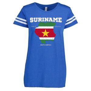 Suriname Flag And Map Suriname Coordinates Enza Ladies Jersey Football T-Shirt