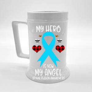 Spinal Fusion Awareness Remembrance Hero Is Now My Angel Gift Beer Stein