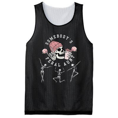 SomebodyS Feral Aunt Aunt Halloween Skeleton MotherS Day Mesh Reversible Basketball Jersey Tank