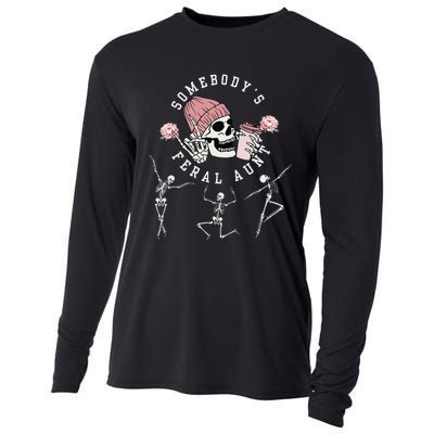 SomebodyS Feral Aunt Aunt Halloween Skeleton MotherS Day Cooling Performance Long Sleeve Crew