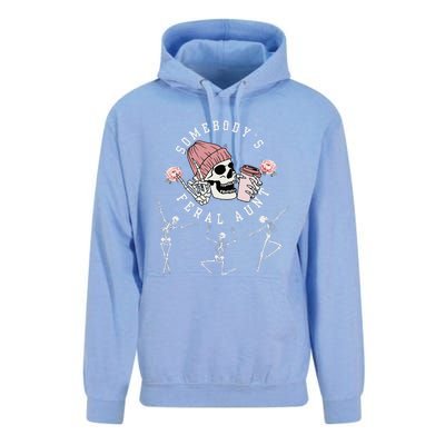 SomebodyS Feral Aunt Aunt Halloween Skeleton MotherS Day Unisex Surf Hoodie