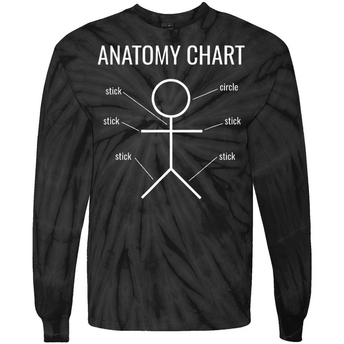 Stick Figure Anatomy Chart Tie-Dye Long Sleeve Shirt