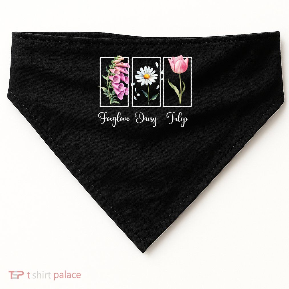 Subtle Floral Anti Trump Resist Protest Foxglove Daisy Tulip USA-Made Doggie Bandana