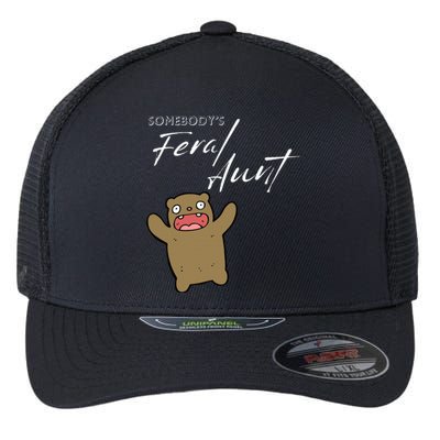 Somebody's Feral aunt Cute Funny Aunty Bear Birthday Flexfit Unipanel Trucker Cap