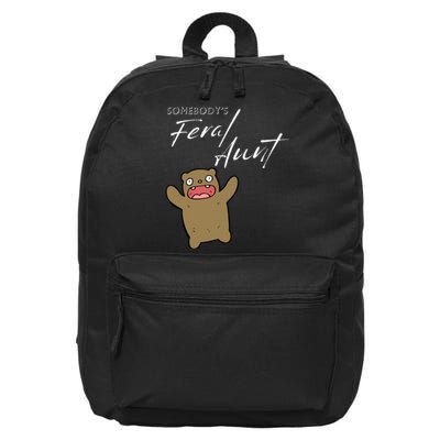 Somebody's Feral aunt Cute Funny Aunty Bear Birthday 16 in Basic Backpack