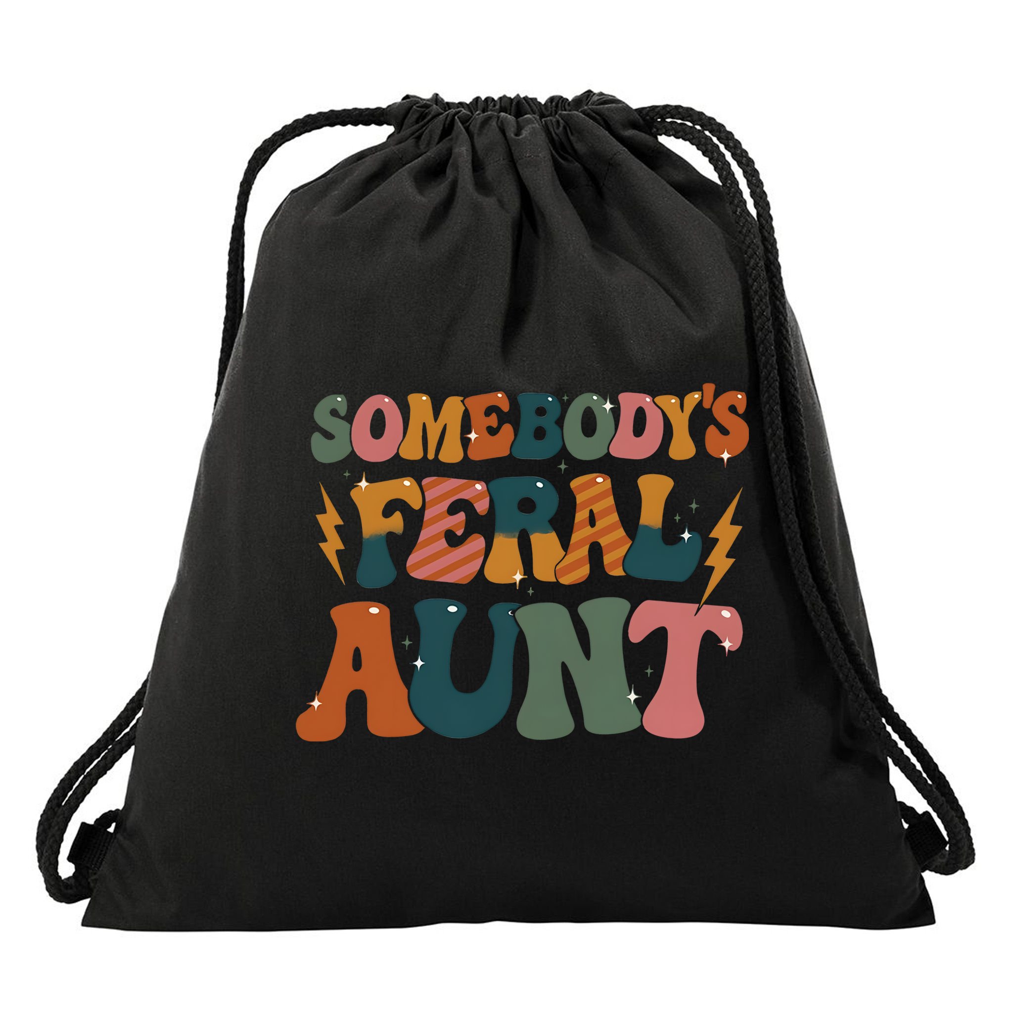 Somebodys Feral Aunt Auntie Family Drawstring Bag