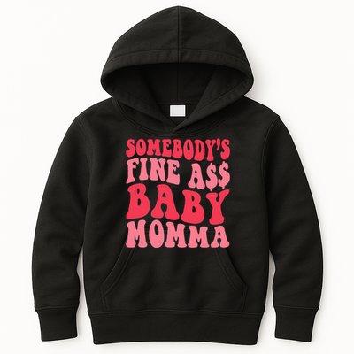 Somebody's Fine As Baby Momma Funny Mom Mama Saying Retro Kids Hoodie