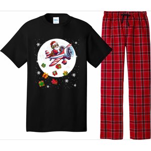 Santa Flying Airplane Christmas Moon Matching Pilot Lover Great Gift Pajama Set