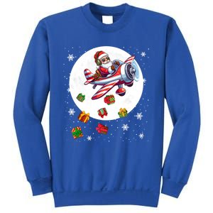 Santa Flying Airplane Christmas Moon Matching Pilot Lover Great Gift Sweatshirt