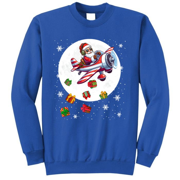 Santa Flying Airplane Christmas Moon Matching Pilot Lover Great Gift Sweatshirt