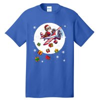 Santa Flying Airplane Christmas Moon Matching Pilot Lover Great Gift Tall T-Shirt