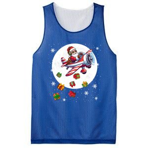 Santa Flying Airplane Christmas Moon Matching Pilot Lover Great Gift Mesh Reversible Basketball Jersey Tank