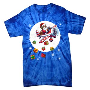 Santa Flying Airplane Christmas Moon Matching Pilot Lover Great Gift Tie-Dye T-Shirt