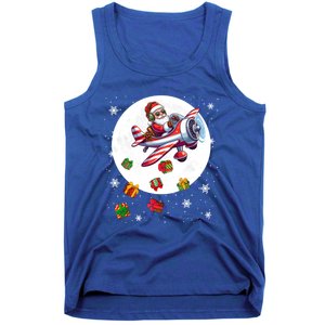 Santa Flying Airplane Christmas Moon Matching Pilot Lover Great Gift Tank Top