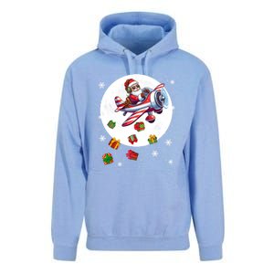 Santa Flying Airplane Christmas Moon Matching Pilot Lover Great Gift Unisex Surf Hoodie