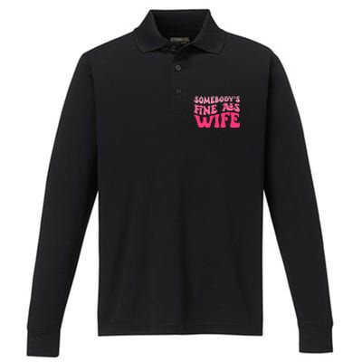 Somebodys Fine Ass Wife Funny Mom Saying Cute Mom Performance Long Sleeve Polo