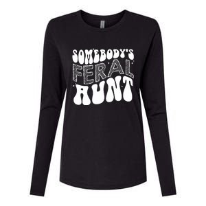 Somebodys Feral Aunt Cool Aunt Womens Cotton Relaxed Long Sleeve T-Shirt