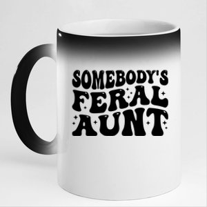 Somebody's Feral Aunt Groovy Mothers' Day Mom Aunt 11oz Black Color Changing Mug