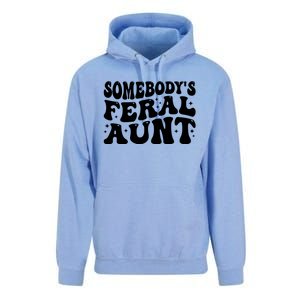 Somebody's Feral Aunt Groovy Mothers' Day Mom Aunt Unisex Surf Hoodie