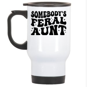 Somebody's Feral Aunt Groovy Mothers' Day Mom Aunt Stainless Steel Travel Mug